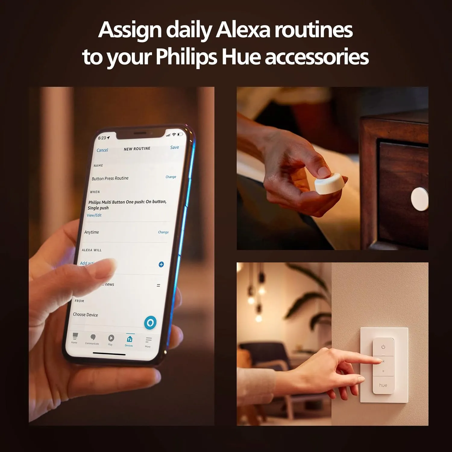 Bundle of New Version Philips Hue White and Color Ambiance Extra Bright Dimmable Recessed LED Smart 6"Downlight for Retrofit Cans, 4 Pack   Philips Hue v2 Smart Dimmer Switch and Remote, White