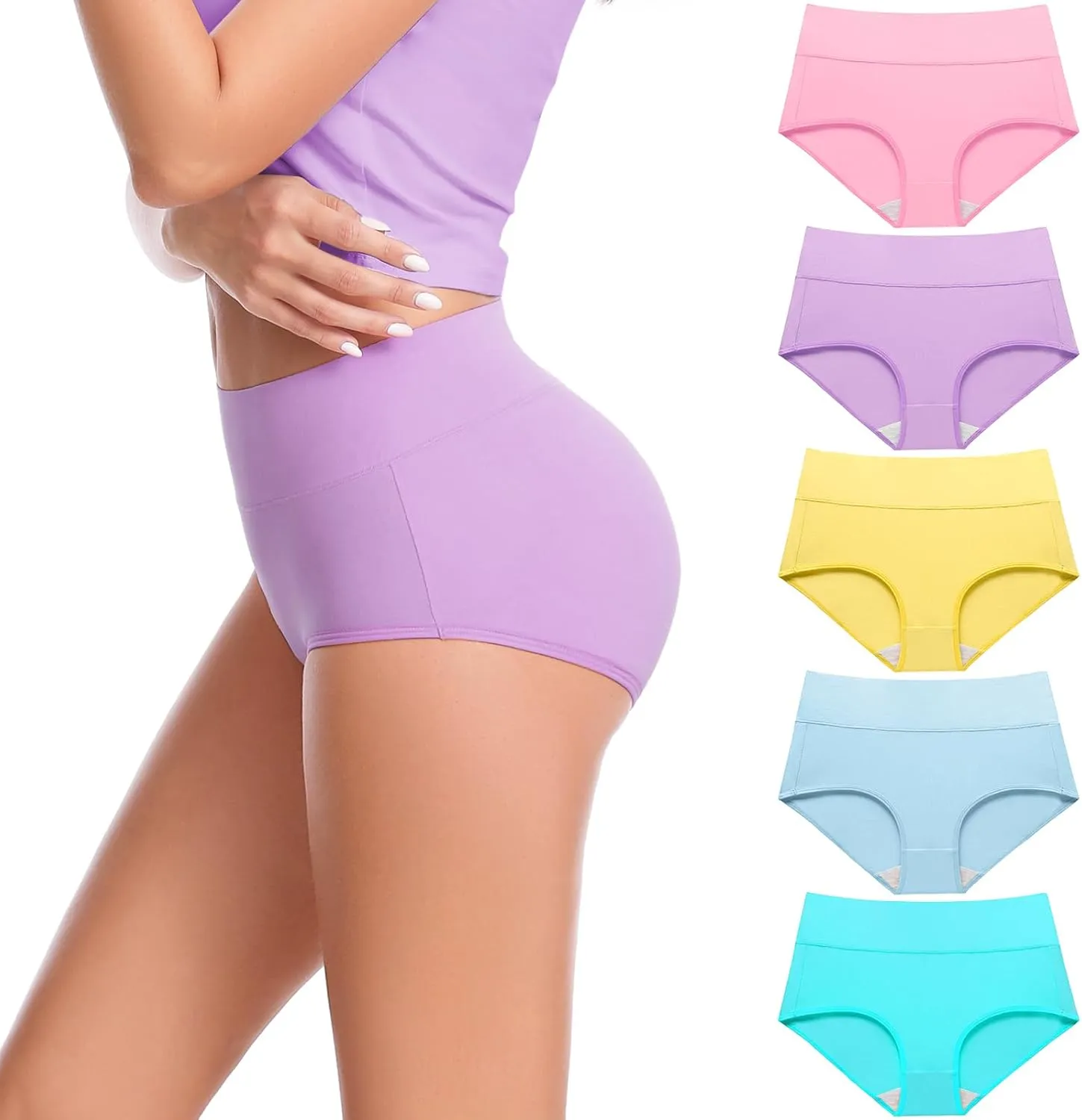 CAILECOTTON Womens Underwear Cotton Briefs Plus Size High Waisted Underwears Women Pack Cotton Panties for Women Pack