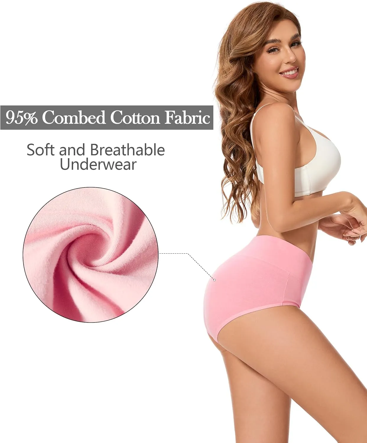 CAILECOTTON Womens Underwear Cotton Briefs Plus Size High Waisted Underwears Women Pack Cotton Panties for Women Pack