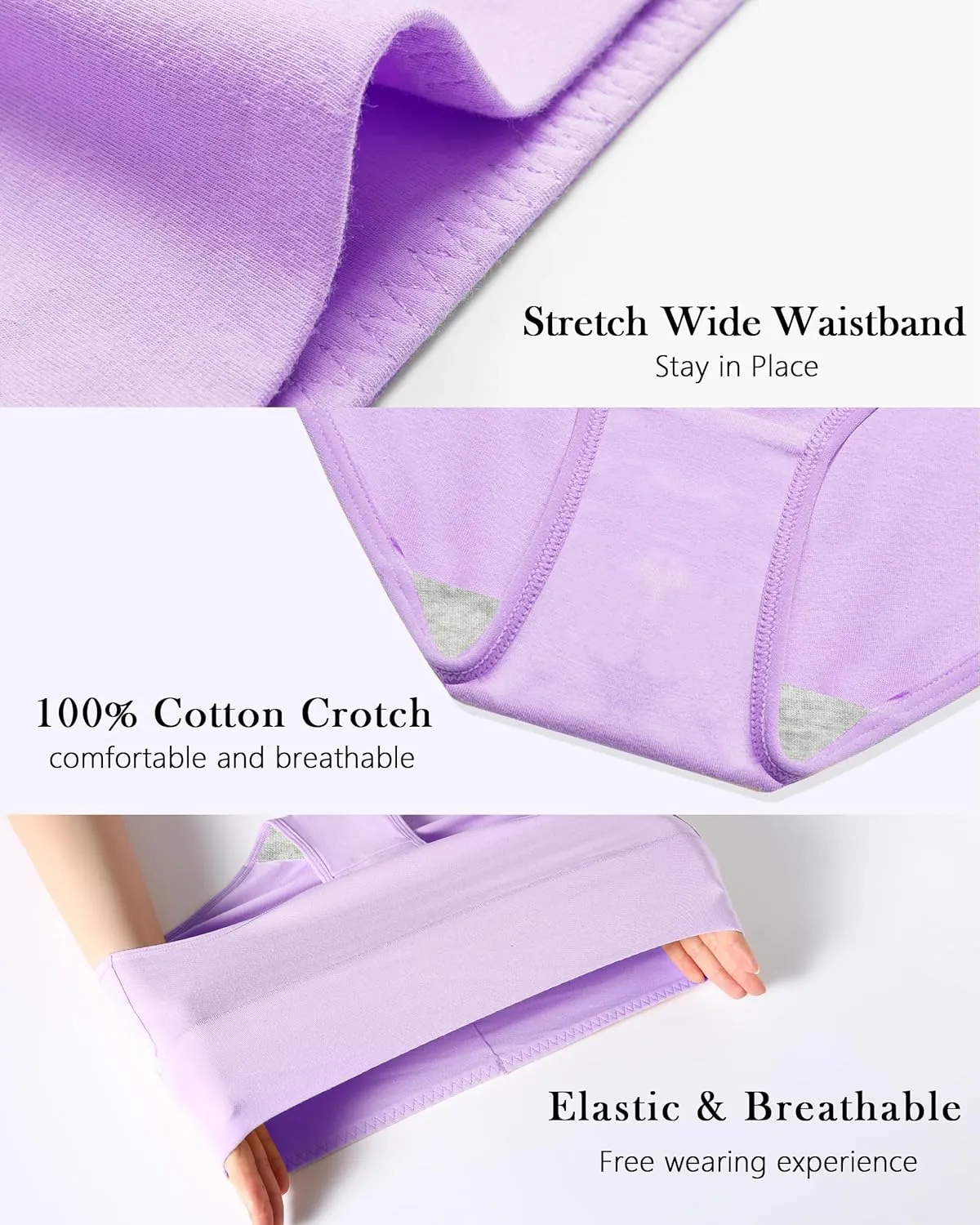 CAILECOTTON Womens Underwear Cotton Briefs Plus Size High Waisted Underwears Women Pack Cotton Panties for Women Pack