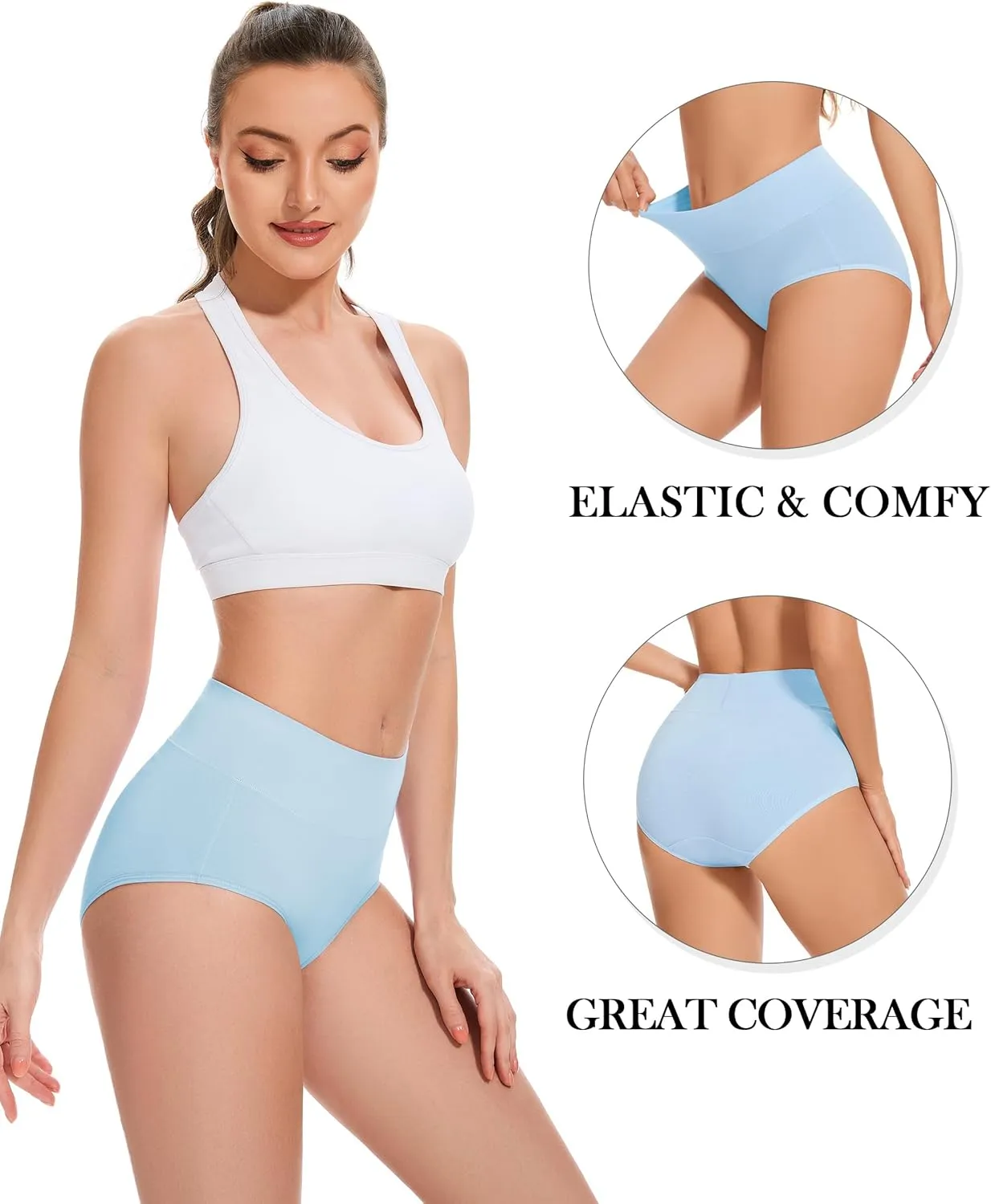 CAILECOTTON Womens Underwear Cotton Briefs Plus Size High Waisted Underwears Women Pack Cotton Panties for Women Pack
