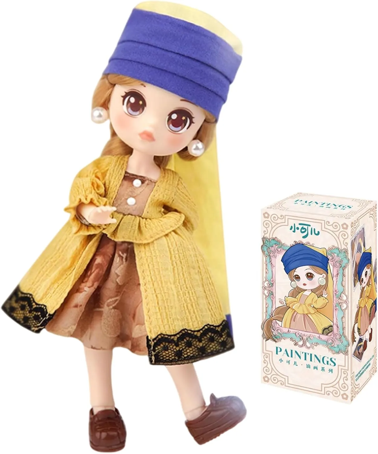 CALEMBOU BJD Blind Box, Colorful Series 15cm Ball Jointed Doll, Cute Dress Up Doll with Joints, Collection Action Figure Toys Gift for Girls (KR-Oil Painting-1-1pc)