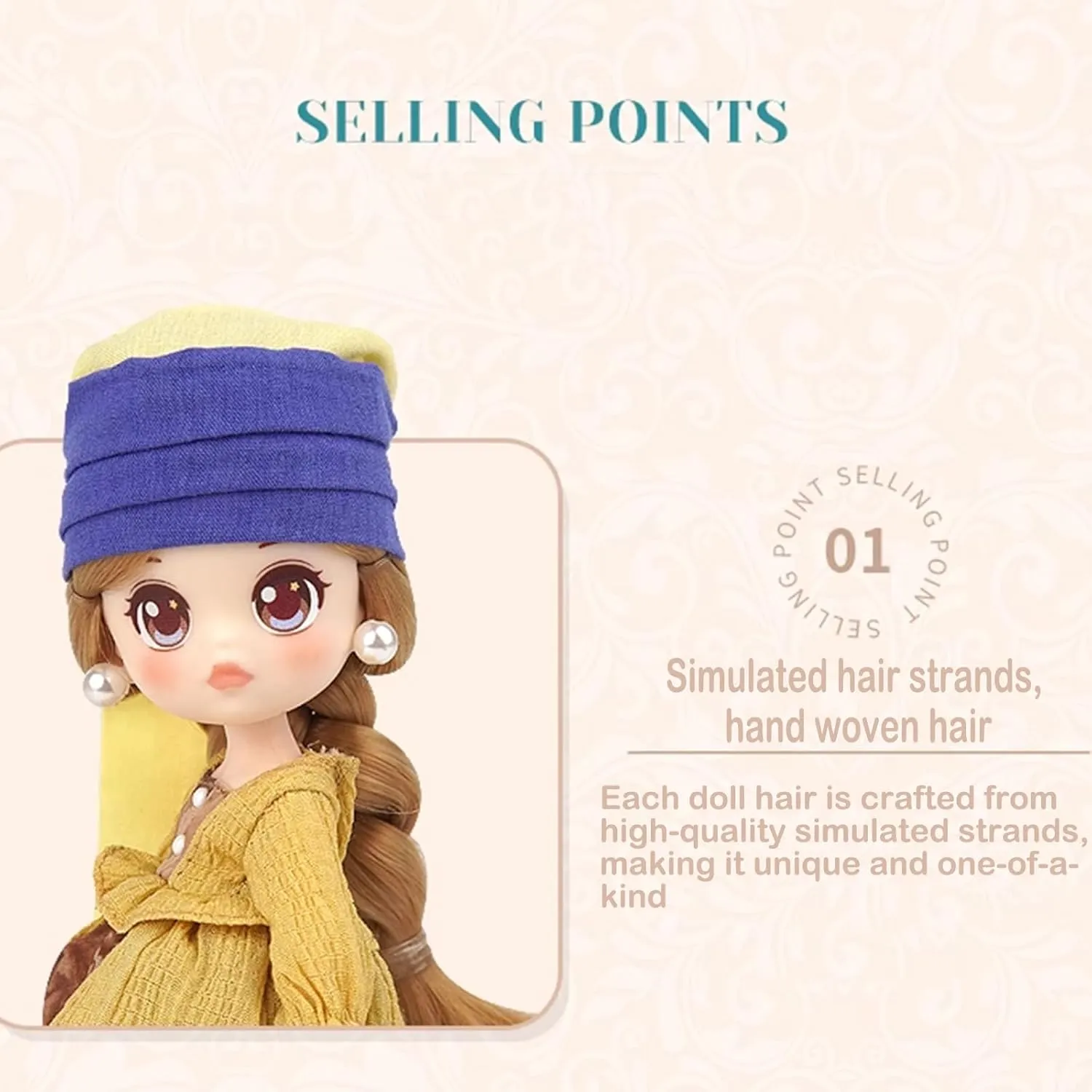 CALEMBOU BJD Blind Box, Colorful Series 15cm Ball Jointed Doll, Cute Dress Up Doll with Joints, Collection Action Figure Toys Gift for Girls (KR-Oil Painting-1-1pc)
