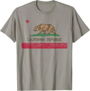 CALIFORNIA STATE FLAG GRIZZLY BEAR CALI DISTRESSED STYLE T-Shirt