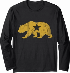 California Golden State Bear Vintage Distressed Graphic Long Sleeve T-Shirt