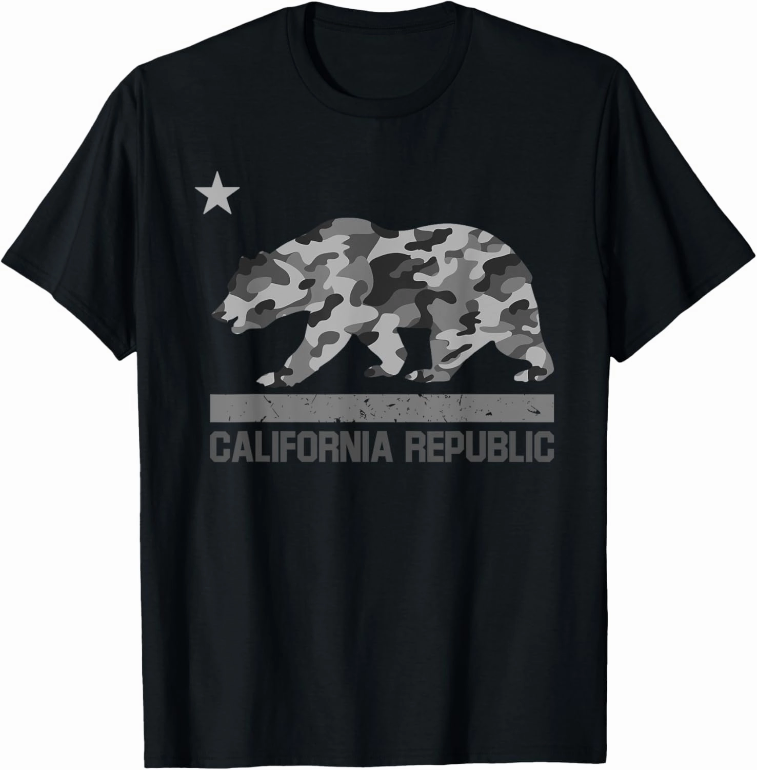 California Republic Flag Camo Bear Star Camouflage LA Cali T-Shirt