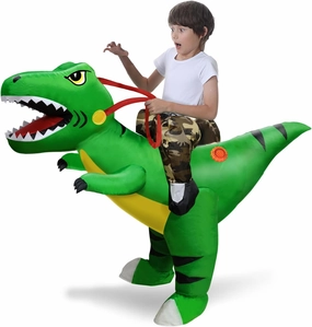 Camlinbo Inflatable Dinosaur Halloween Costume for Kids Toddlers, Ride On T Rex Blow up Halloween Costume Cosplay Party