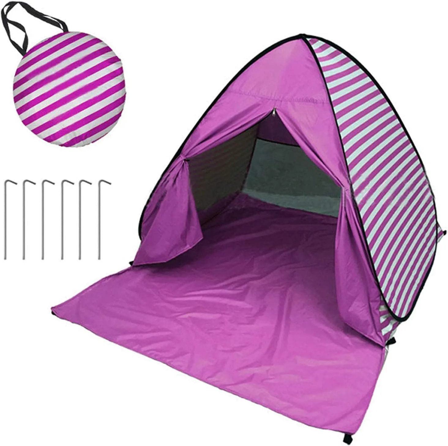 Camping Toilet Tent Pop Up Beach Privacy Tent 2-3 Person Automatic Beach Shelters Windproof Ventilated Portable Lightweight, Purple