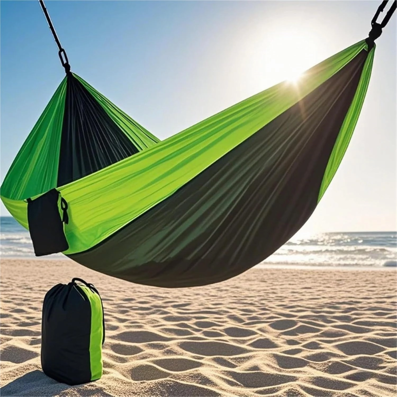 Camping Hammock Lightweight Double Hammock Portable Hammocks for Indoor Outdoor Hiking Camping Backpacking Travel Backyard Beach(Green)