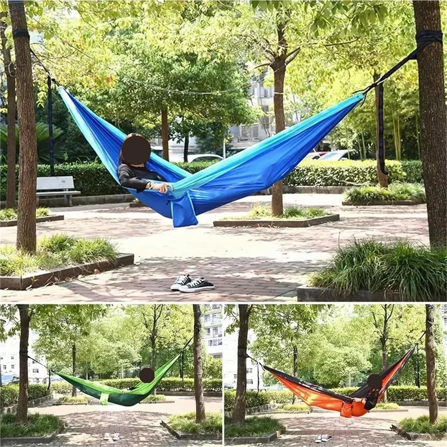 Camping Hammock Lightweight Double Hammock Portable Hammocks for Indoor Outdoor Hiking Camping Backpacking Travel Backyard Beach(Green)
