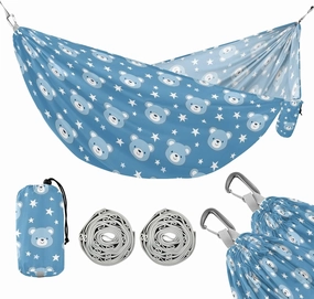 Camping Hammock Outdoor Hammocks for Outside Blue Bear Star Beach Trees Portable Lightweight with Pockets Tree Straps Indoor