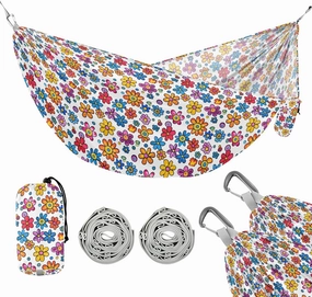 Camping Hammock Outdoor Hammocks for Outside Colorful Flower Cute Beach Trees Portable Lightweight with Pockets Tree Straps Indoor