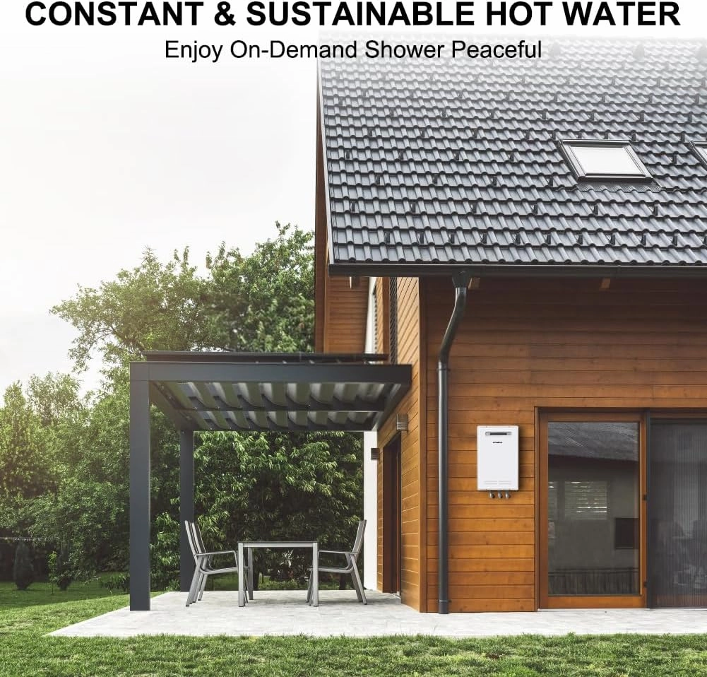 CAMPLUX Climatech 5 Tankless Water Heater Propane Outdoor 150,000 BTU, 5.28 GPM On Demand Instant Tankless Hot Water Heater Liquid Propane, Outdoor Installation, White, WA528