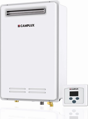 CAMPLUX Climatech 5 Tankless Water Heater Propane Outdoor 150,000 BTU, 5.28 GPM On Demand Instant Tankless Hot Water Heater Liquid Propane, Outdoor Installation, White, WA528