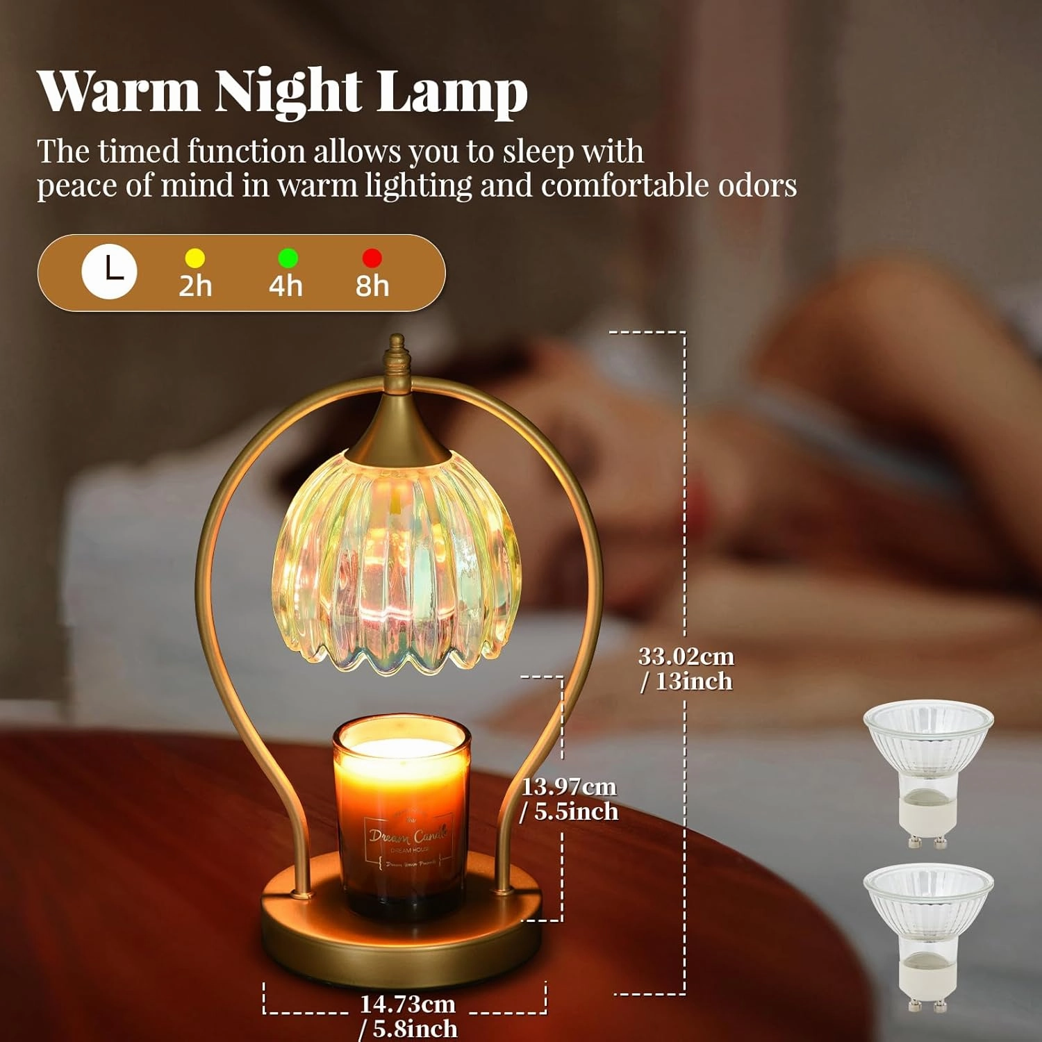 Candle Warmer Lamp with Timer: Dimmable Scented Candle Warmer Aromatherapy Lamp for Home Decor, Mothers Day Gifts for Mom, Ideal Housewarming Birthday Wax Warmer Light Gift, Includes 2 Bulbs
