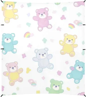 Cartoon Cute Colorful Teddy Bear Foldable Beach Cabana UPF50  Protection Easy Setup Portable Sunshade with Sandbags and Shovel for Backyard and Camping