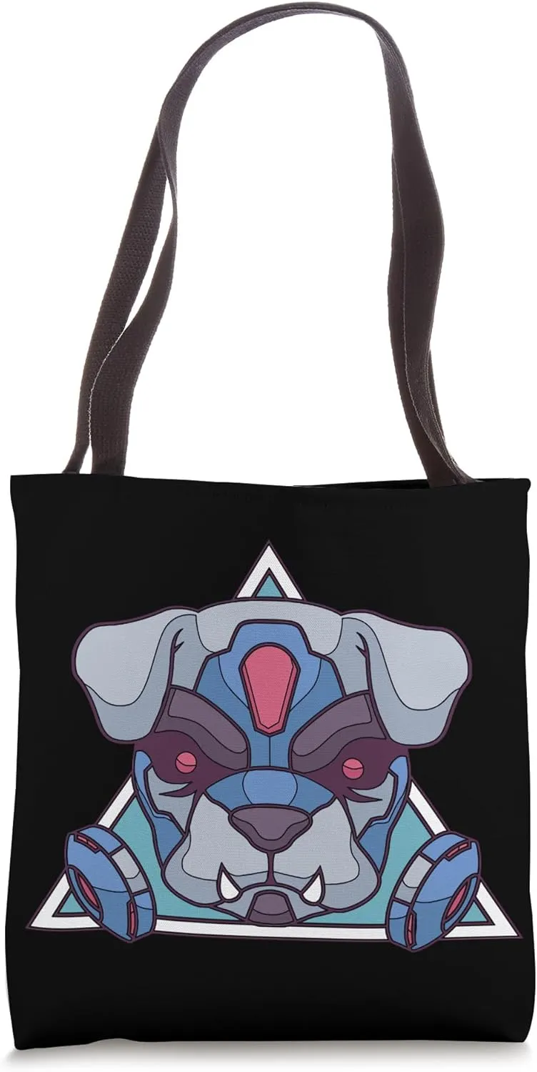 Cartoon Robotic Dog Illustration For Adults Tote Bag