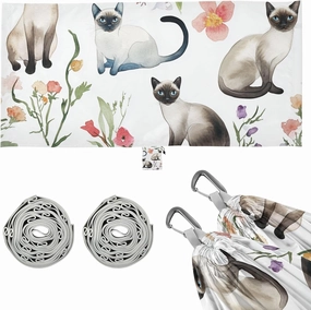Cartoon Siamese Cats White Outdoor Hammock with Hanging Rope Hanging Hammock for Outside Beach Patio Garden