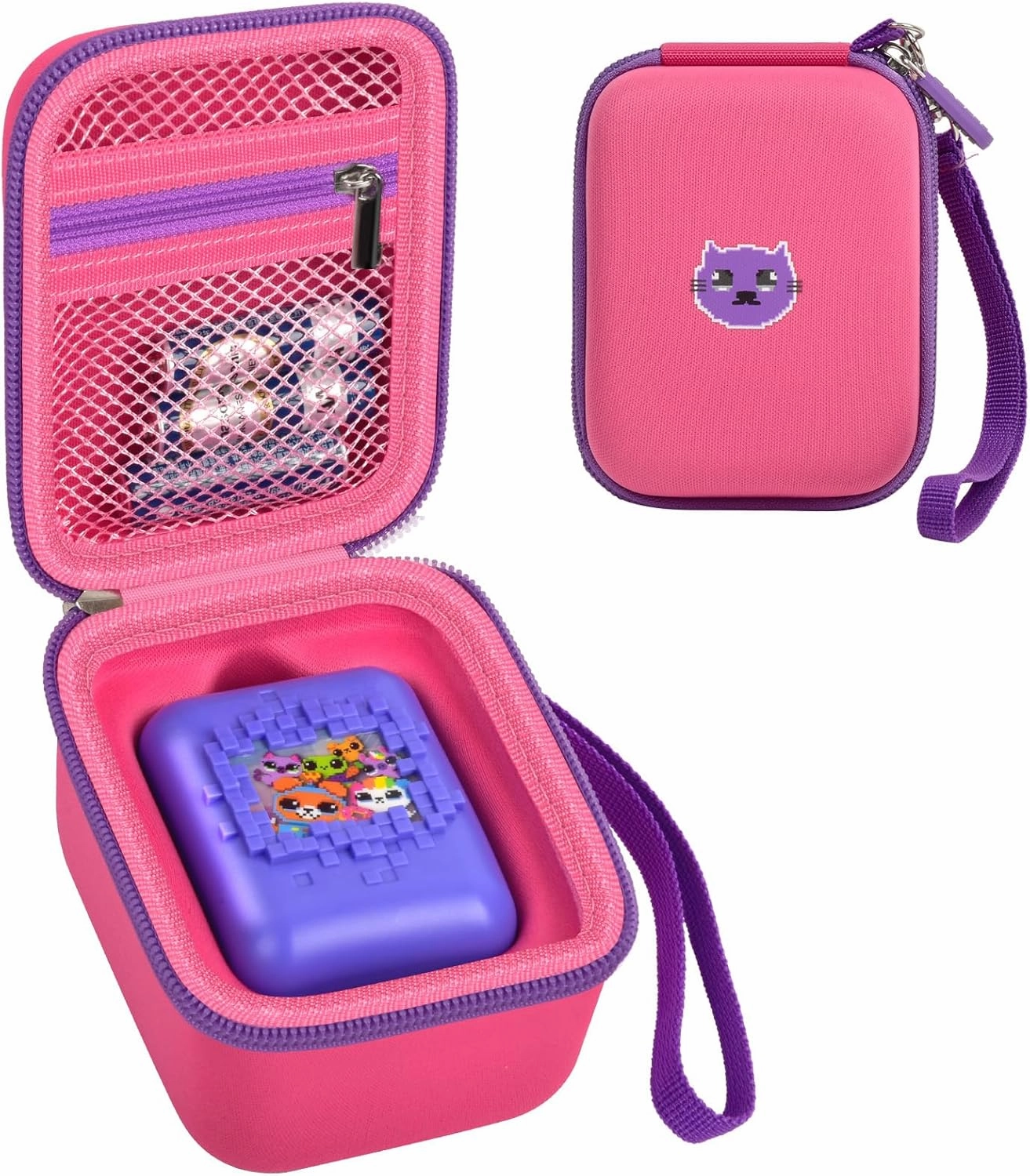 Case for Bitzee Interactive Toy Digital Pet and Case, Hard Carrying Holder for Virtual Electronic Pets React to Touch, Protective Container for AA Batteries and Other Accessories (Box Only)-Pink