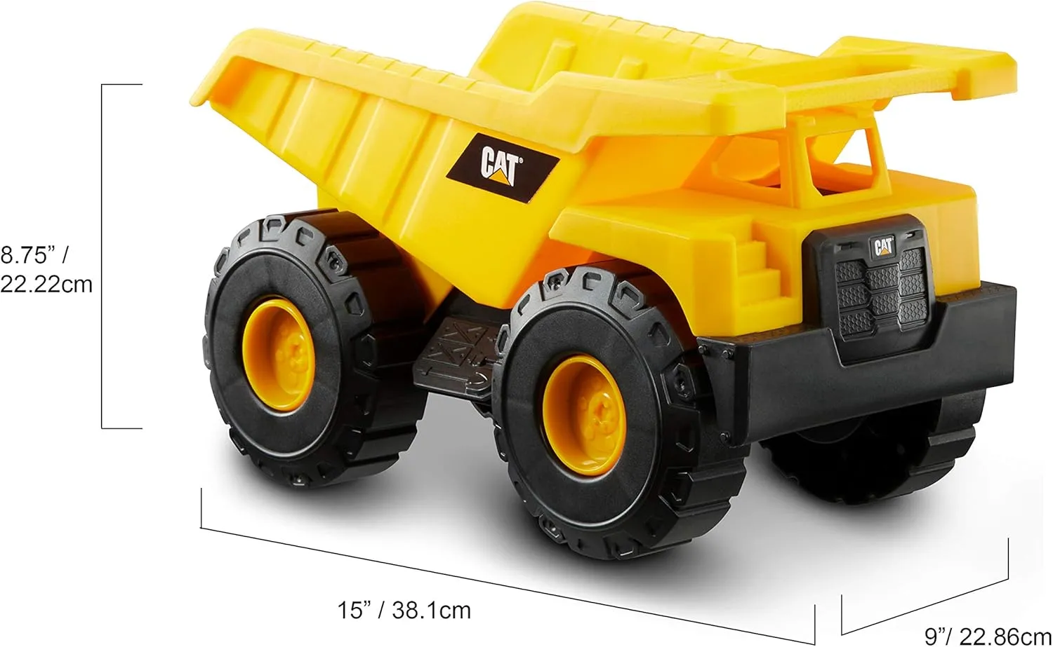CAT Construction Toys, 15" Dump Truck Toy, Ages 2 , Sturdy Plastic, No Batteries Required, CAT Construction Tough Rigs Series