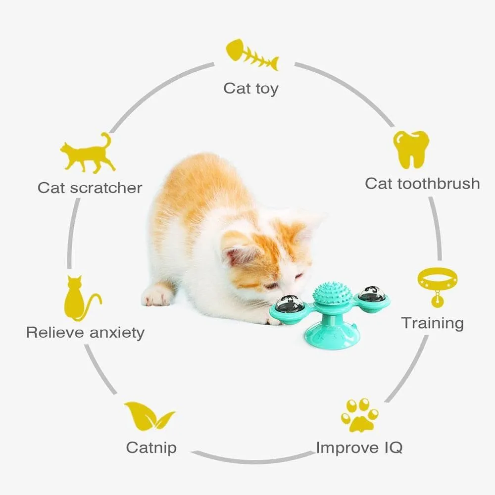 Cat Massage Windmill Toy - Interactive Rotatable Pet Plaything
