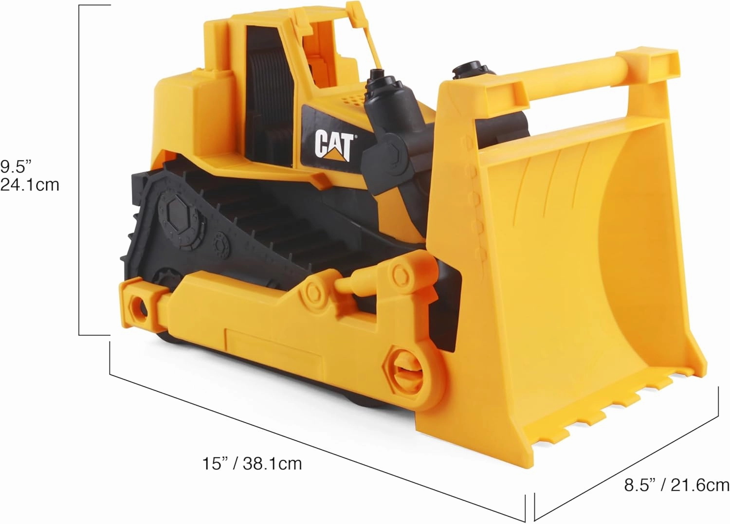 CAT Bulldozer Construction Toy | 15" | Ages 3  | Sturdy Plastic | No Batteries Required | CAT Construction Tough Rigs Series, Yellow