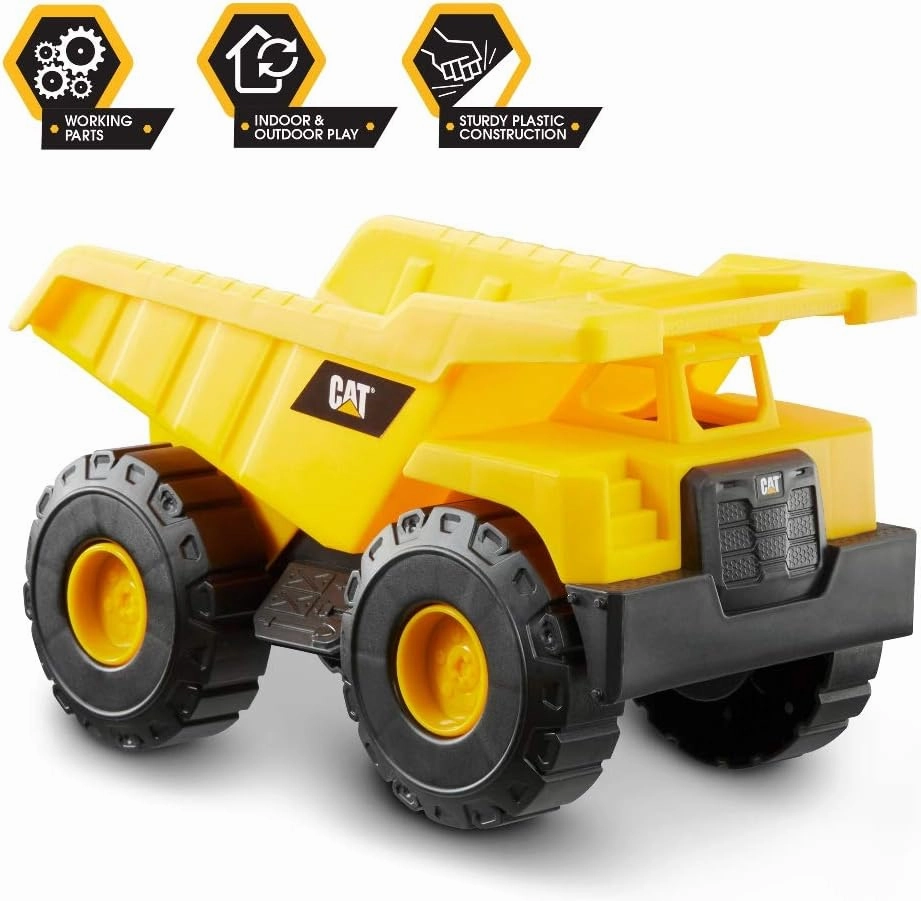 CAT Construction Toys, 15" Dump Truck Toy, Ages 2 , Sturdy Plastic, No Batteries Required, CAT Construction Tough Rigs Series