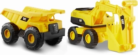 CAT Construction Toys Construction Tough Rigs 15" Dump Truck & Excavator Set Toys 2 Pack Ages 3  | Kid Powered Caterpillar Vehicle Set | Indoor or Ourdor Play | No Batteries Required