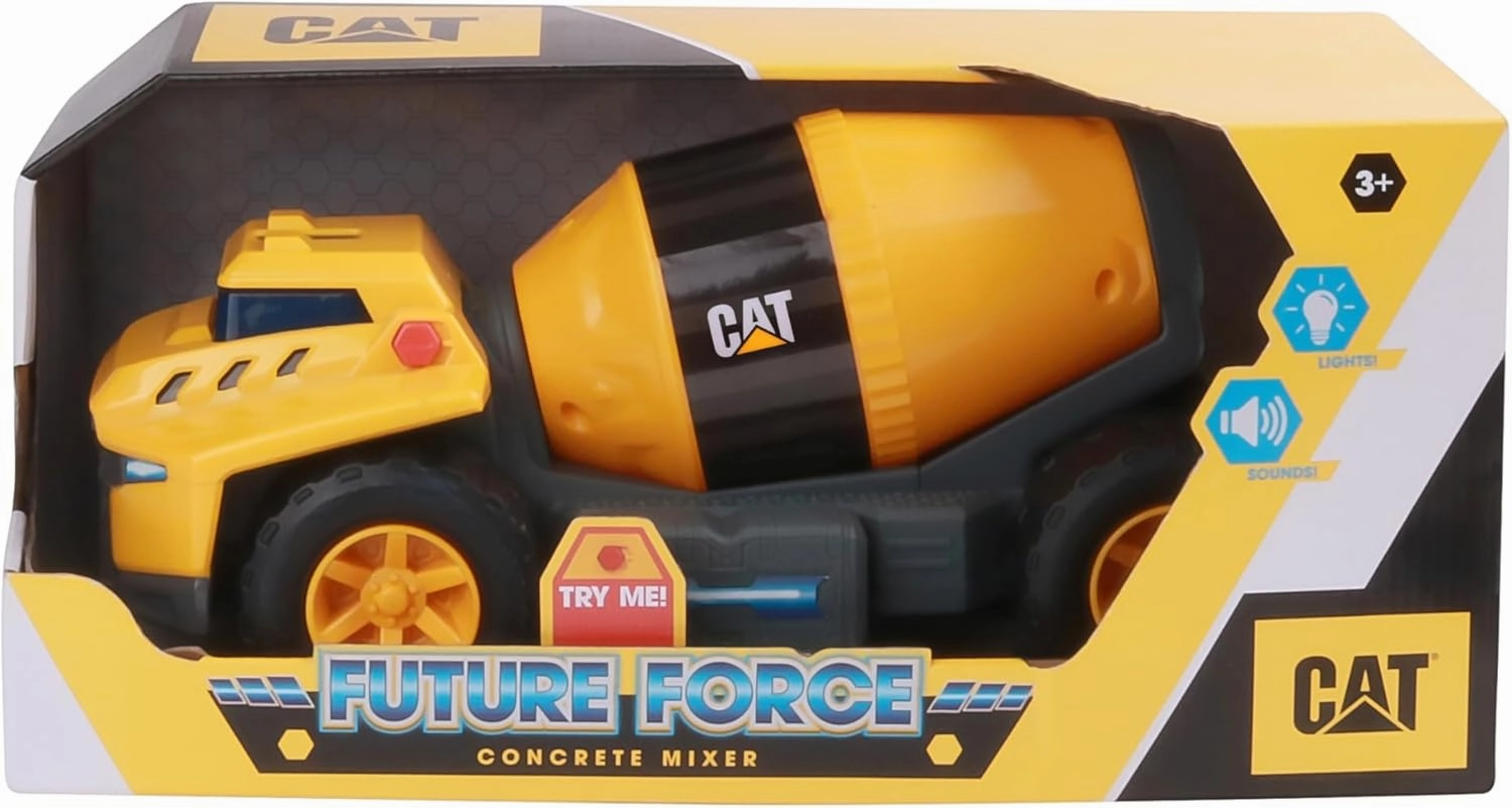 CAT Construction Toys, Future Force Cement Mixer Toy, with Lights and Sounds, Ages 3  Yellow - Electro-Power Sounds, Next-Gen Glow Effects, Articulated Features - Indoor/Outdoor Play!