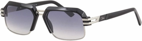 Cazal Men's 6020 002SG Black/Silver Retro Rectangle Sunglasses 56mm
