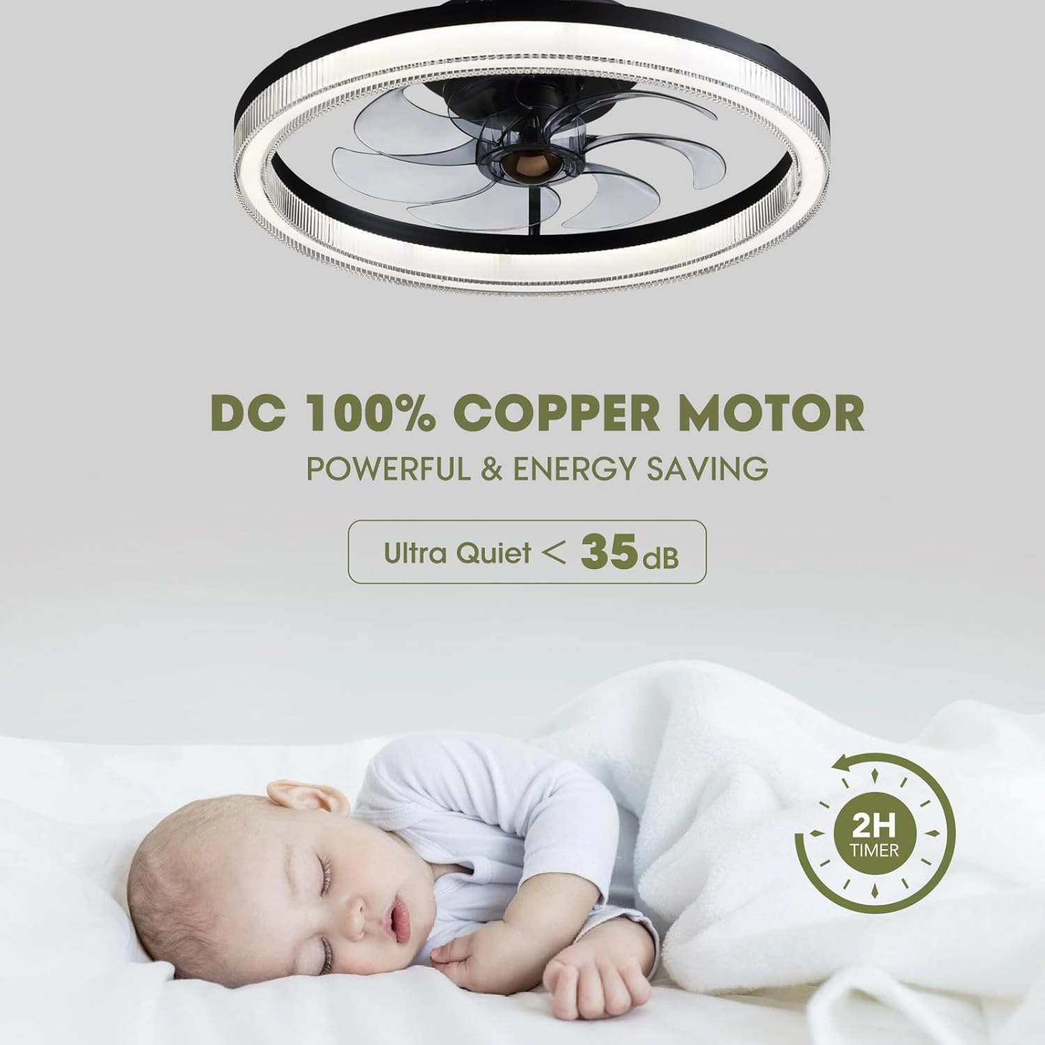 Ceiling Fans with Lights, 20" Low Profile Ceiling Fan with Light Remote Control, Flush Mount Fandelier Ceiling Fan 6 Wind Speeds 3 Color Changeable for Bedroom, Kitchen and Kids Room (Black)