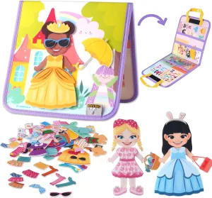 CHEFAN Dress-Up Dolls Set, Pretend Play Game with Felt Board, Outfit and Accessory Pieces, Perfect for Little Girls 3 