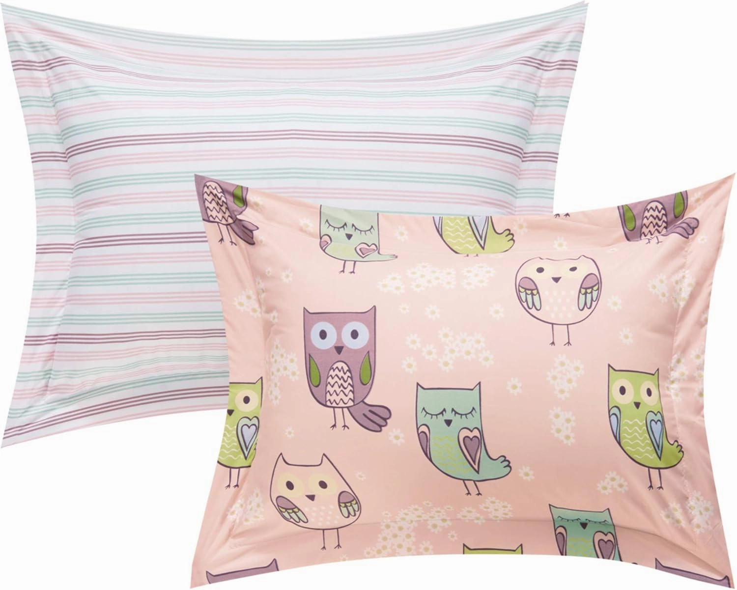 Chic Home Forest 8 Piece Reversible Comforter Cute It's A Hoot Owl Friends Youth Design Bed in a Bag-Sheet Set Decorative Pillow Shams Included, Full, Pink