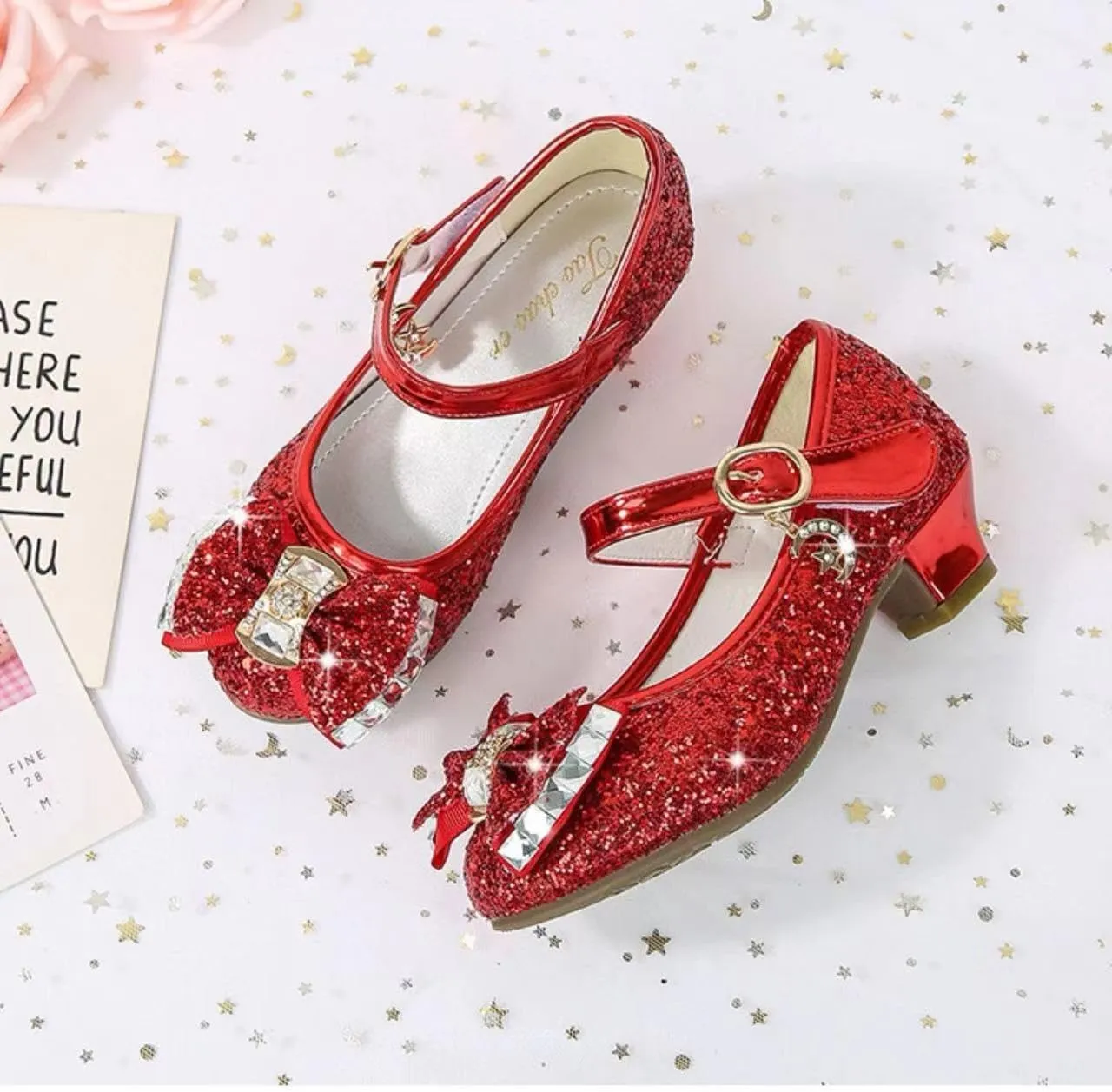 Children's Girl Mary Jane Bright Shoes Low Heel Princess Flower Wedding Birthday Party Dress Low Heel Flats