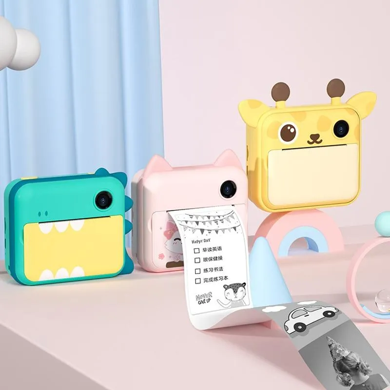 Children's Instant Camera with Dual-lens and Mini Print - Green Dinosaur - Green Dinosaur 16Gb