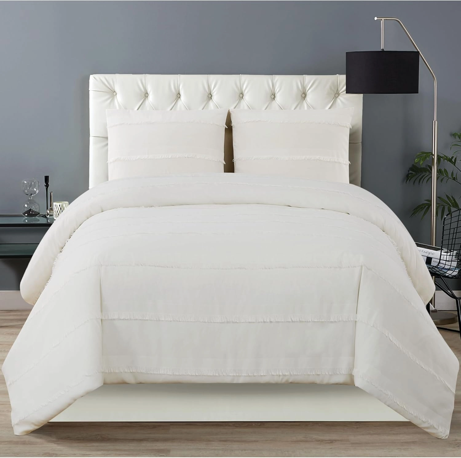 Christian Siriano NY Kristen Duvet Set, Full/Queen, White 3 Piece