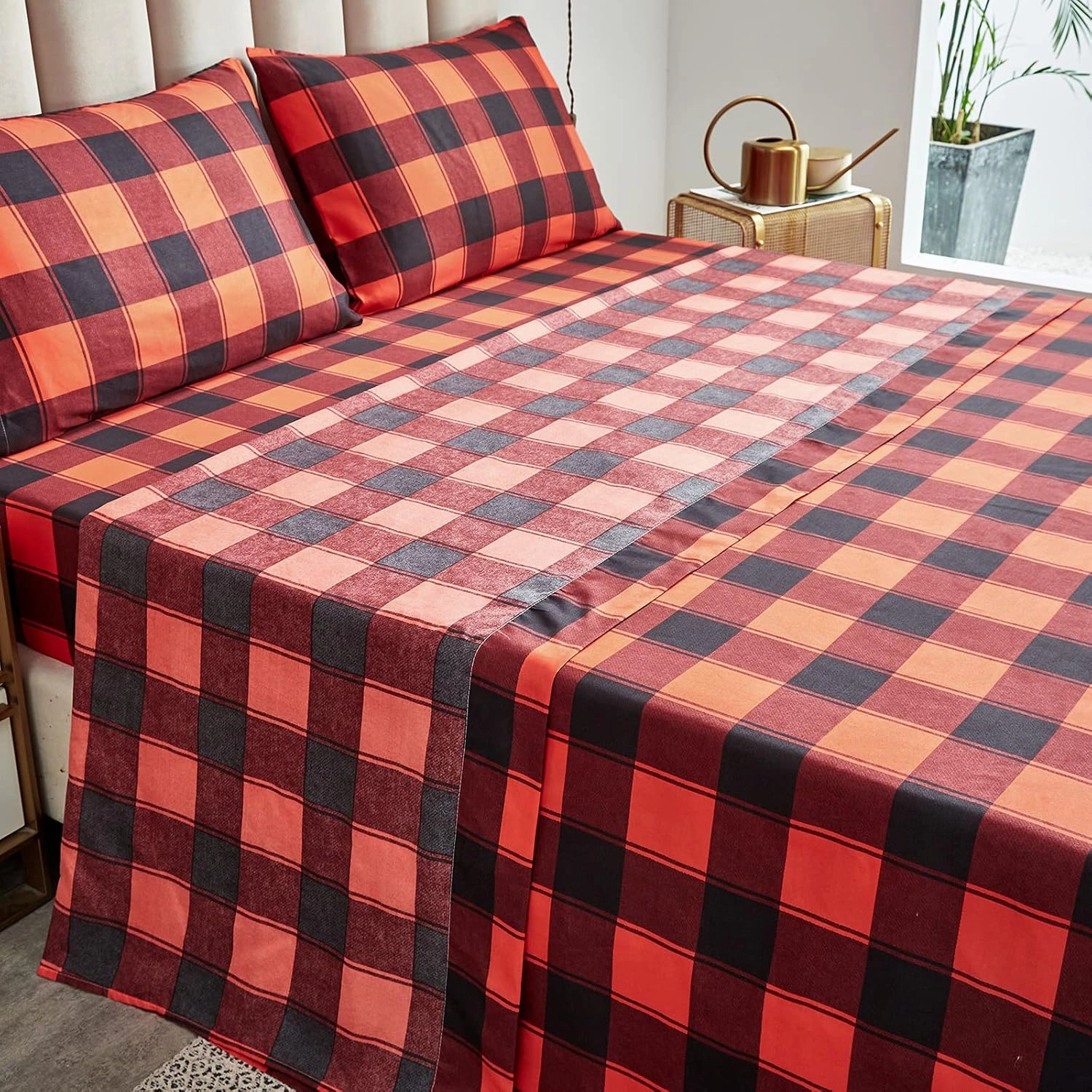 Christmas Bed in a Bag Red Deer with Snowflake Queen Size 7 Pieces Comforter Set Holiday Style - Soft Reversible Bed Duvet Set (1 Comforter 2 Pillow Shams 1 Flat Sheet 1 Fitted Sheet 2 Pillowcases)