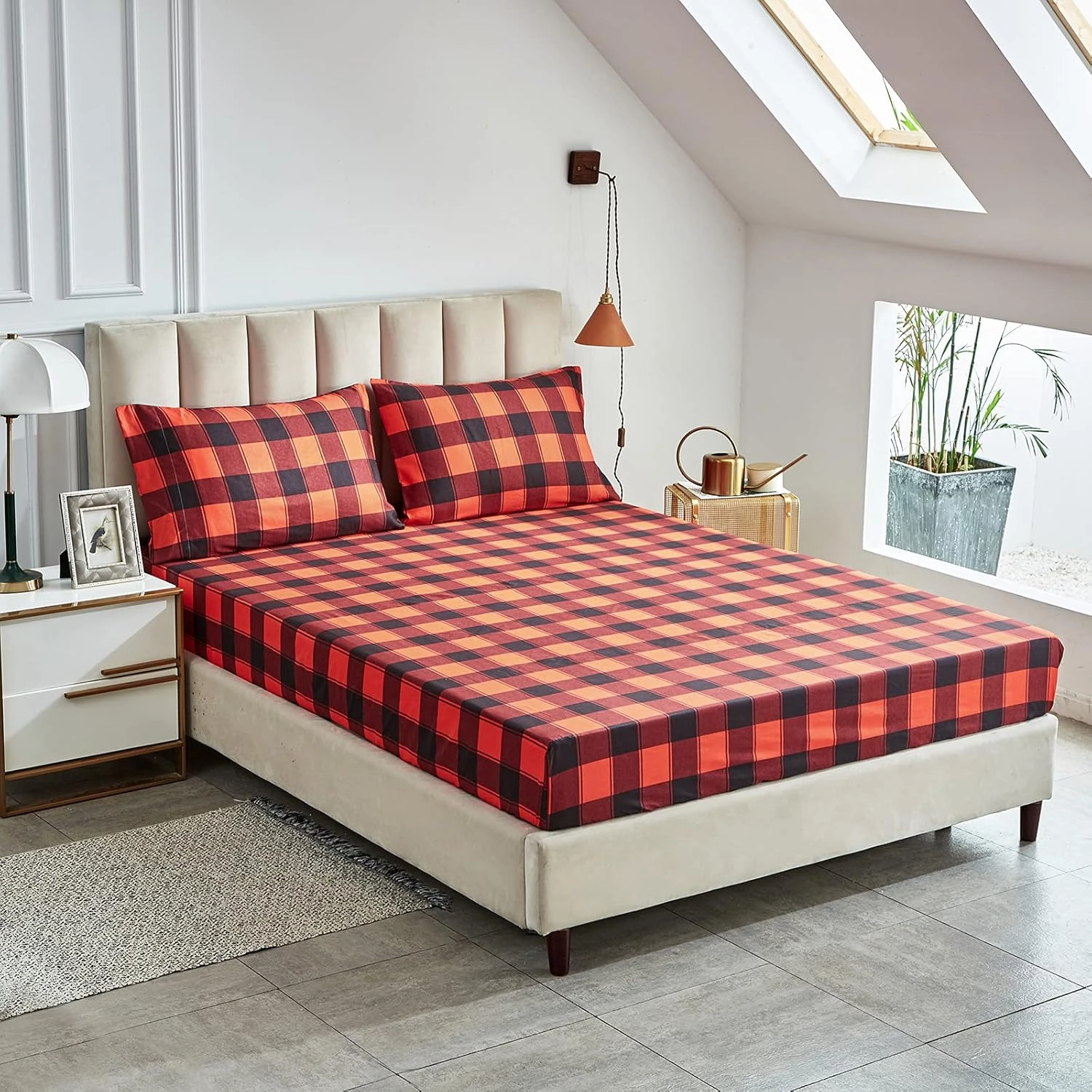 Christmas Bed in a Bag Red Deer with Snowflake Queen Size 7 Pieces Comforter Set Holiday Style - Soft Reversible Bed Duvet Set (1 Comforter 2 Pillow Shams 1 Flat Sheet 1 Fitted Sheet 2 Pillowcases)