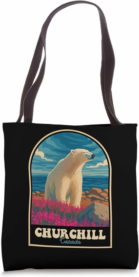 Churchill Canada Polar Bear Vintage Arctic Wildlife Design Tote Bag