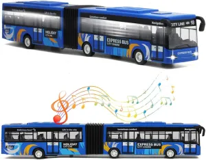 City Bus Toy for Kids, Die Cast Alloy Pull Back Vehicles, Metro Articulated Electric Bus with Sounds and Lights, Model Cars Toys Educational Gift for Kids Boys Girls Ages 3 