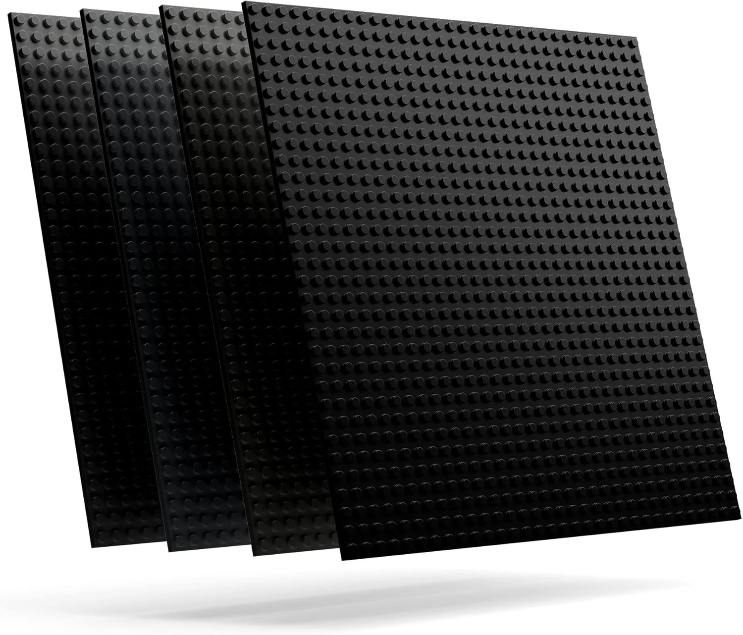 Classic 32 x 32 (10" x 10") 2-Sided Building Brick Plate - Pack of 4 Multipack for Toy Bricks, Classroom, Display Table - Compatible with All Major Brands (Black)