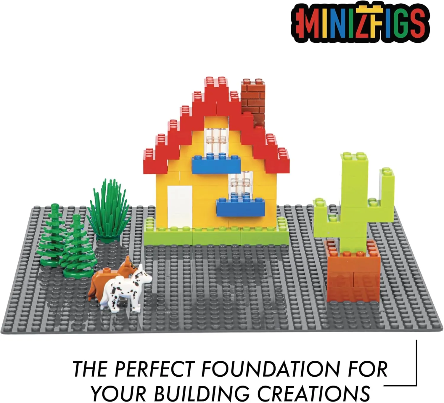 Classic 32 x 32 (10" x 10") 2-Sided Building Brick Plate - Pack of 4 Multipack for Toy Bricks, Classroom, Display Table - Compatible with All Major Brands (Black)