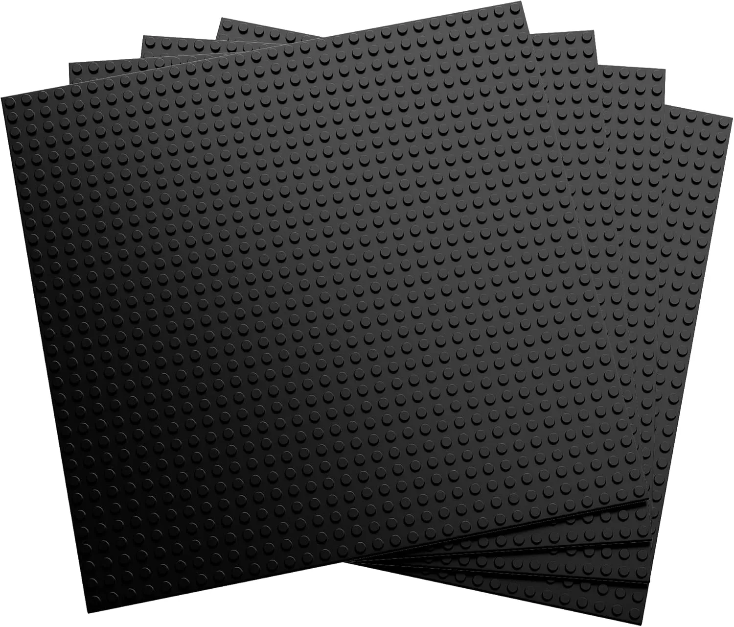 Classic 32 x 32 (10" x 10") 2-Sided Building Brick Plate - Pack of 4 Multipack for Toy Bricks, Classroom, Display Table - Compatible with All Major Brands (Black)