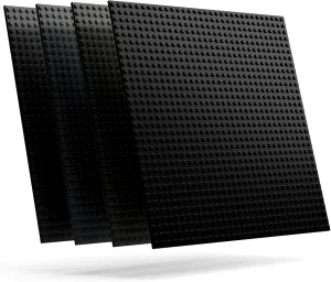 Classic 32 x 32 (10" x 10") 2-Sided Building Brick Plate - Pack of 4 Multipack for Toy Bricks, Classroom, Display Table - Compatible with All Major Brands (Black)