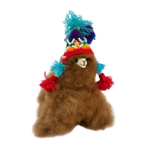 Classic and cute alpaca with peruvian style beanie - 6", Handmade Cute Stuffed Animal Toy for Kids, Soft Cuddly Stuffed Bear for Girls and Boys, Plush Teddy Gift for Kids and Adults