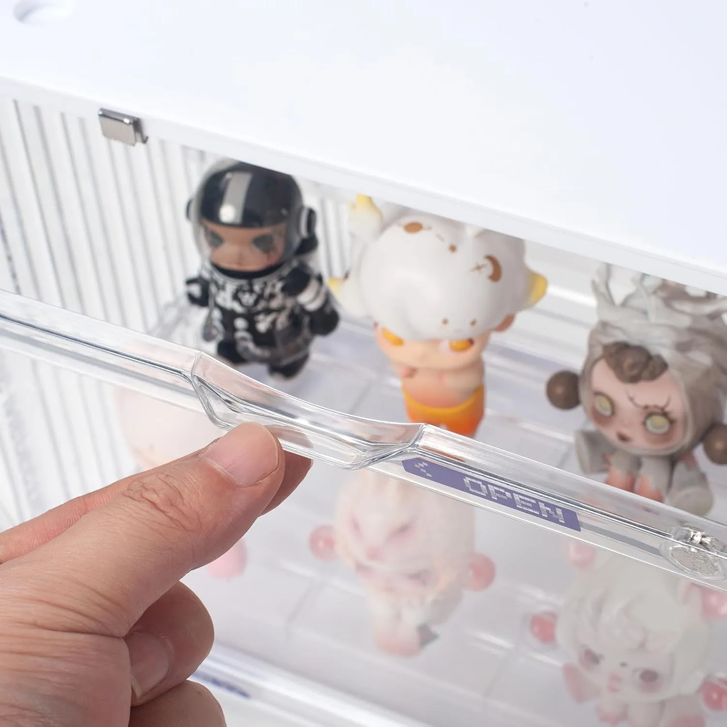 Clear Display Case for Figures, 3 Tier Adjustable Display Stand, Acrylic Display Box with Magnetic Door, Dustproof Showcase for Collectibles Mini Funko Pop Popmart Action Figures (Clear-2 Pack)