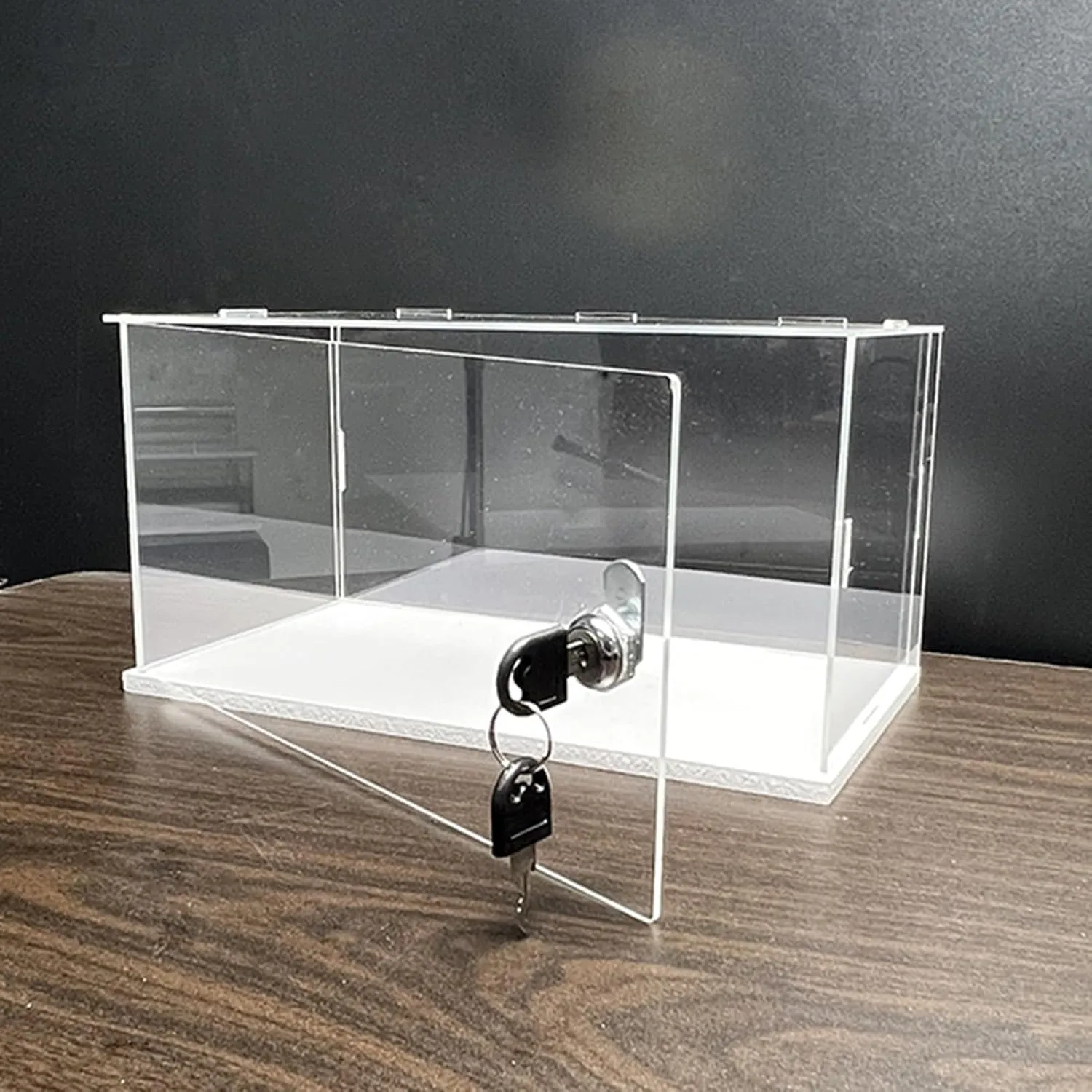Clear Display Case with Lock & Key, Self-Assembly Action Figures Acrylic Storage Box, Stackable Collectibles/Models Display Dustproof Showcase(20cm(8") x20cm(8") x35cm(14"))