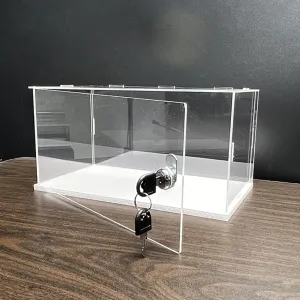 Clear Display Case with Lock & Key, Self-Assembly Action Figures Acrylic Storage Box, Stackable Collectibles/Models Display Dustproof Showcase(20cm(8") x20cm(8") x35cm(14"))