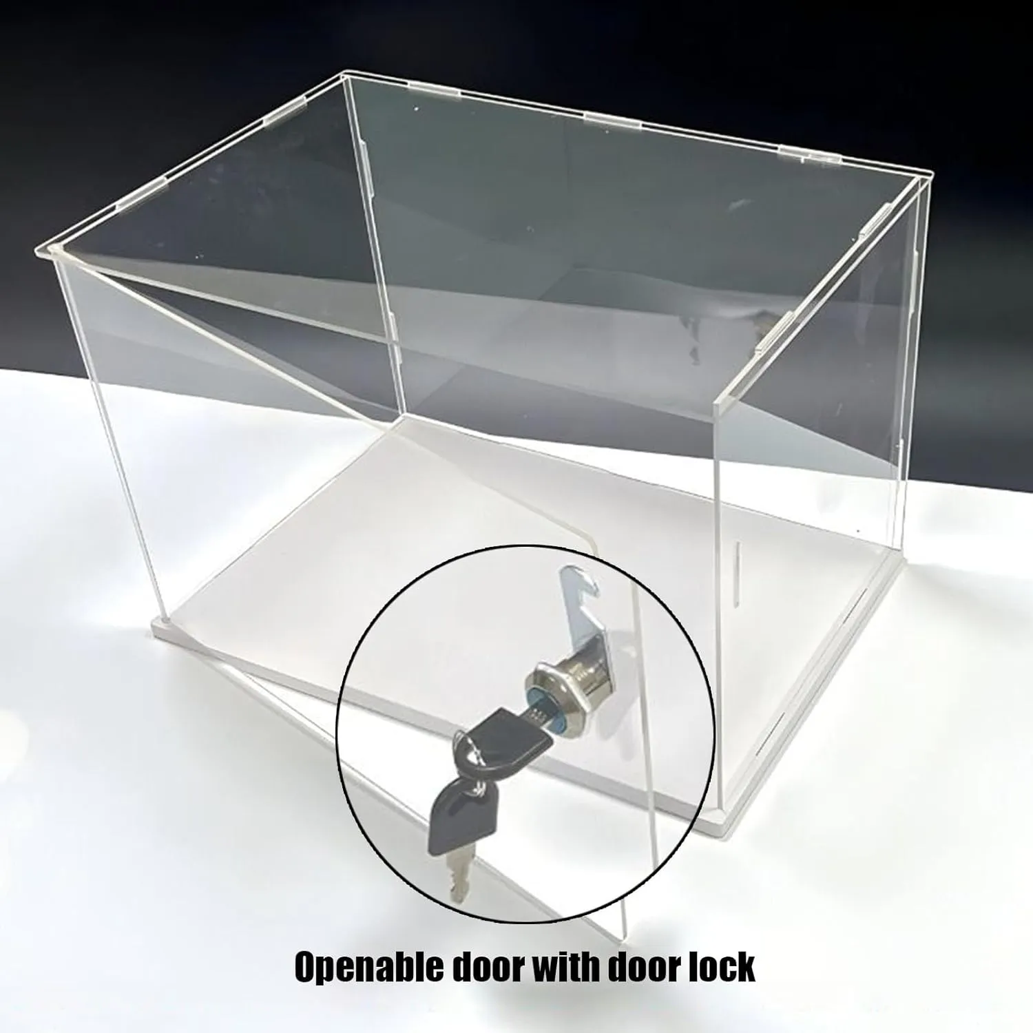 Clear Display Case with Lock & Key, Self-Assembly Action Figures Acrylic Storage Box, Stackable Collectibles/Models Display Dustproof Showcase(20cm(8") x20cm(8") x35cm(14"))
