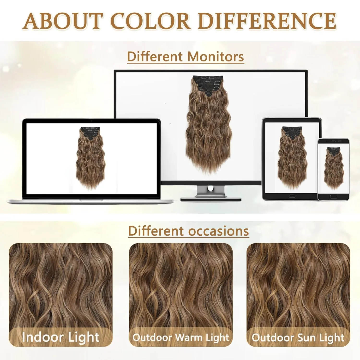 Clip in Hair Extensions for Women, 6PCS Long Wavy Curly Clip on Hair Extensions 16 Inch Dark Brown Synthetic Hairpieces